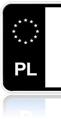 Ritter Mediendesign 2X Stück Nummernschild Kennzeichen Aufkleber Polen EU-Feld in Schwarz überkleben