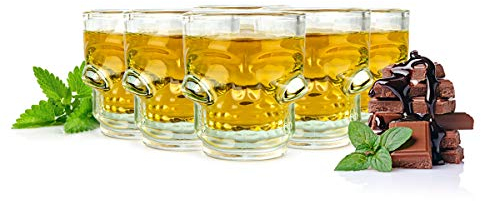 Sendez 6 vasos de chupito con diseño de calavera de 4 cl
