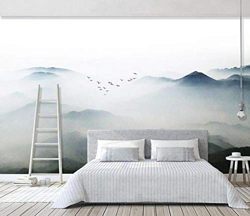 Fototapete Schöne Und Schöne Wolken Und Berge Und Vögel Tapete 3D Effekt Tapeten Vliestapete Wandbilder Schlafzimmer Wanddeko Kinderzimmer Wohnzimmer