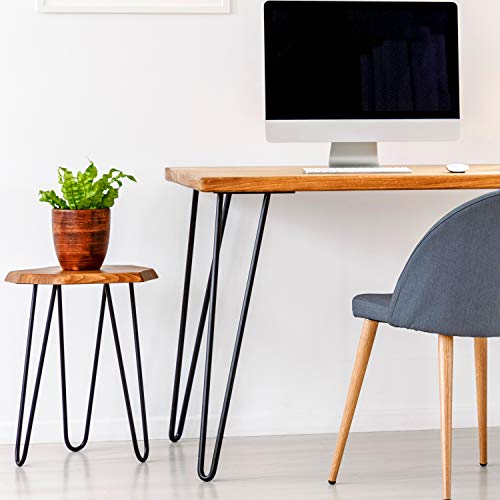 Stahlia Haarnadel Tischbeine Möbelfuß Höhe 40cm Schwarz Matt (4er Set) 3 Streben Ø12mm Tischgestell Hairpin Leg Möbelfüße Schalldämmung inkl. Bodenschoner