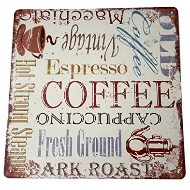 LB H&F Blechschild Kaffee Cappuccino Espresso 30x30 cm - Metallschild Küche Vintage Schild Küchendeko