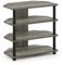 Furinno Drehrohr Easy Assembly 4-stöckig Petite TV Ständer, französische Eiche Grau/Schwarz