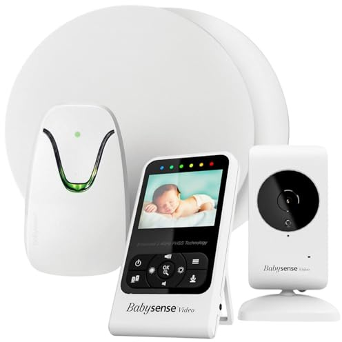Babysense Video & Breathing Movement Monitor - Video Baby Monitor with Breathing Motion Detection & Alerts Bundle Pack - Video Monitor V24R with Babysense 7 Under-The-Mattress Sleep Monitor