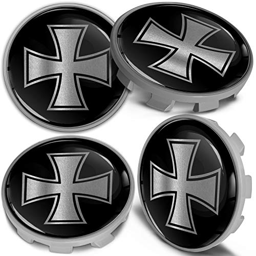 Biomar Labs 4 x 68mm Nabendeckel Kompatibel mit BMW 36136783536 Felgendeckel Radnabenabdeckung Nabenkappen Felgenkappen Radkappen Alufelgen Silber Schwarz CBS 4
