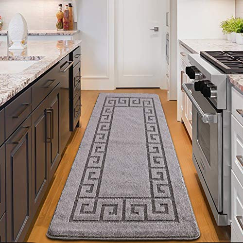 PHP Carpet Runners - Waterproof Non Slip Gel Backing Washable Runner Rug for Hallway Hall Bedroom Living Room Kitchen Rug Large Door Mat Indoor Floor Mat (Grey, 120 x 150 cm - 4 ft x 4 ft 9)