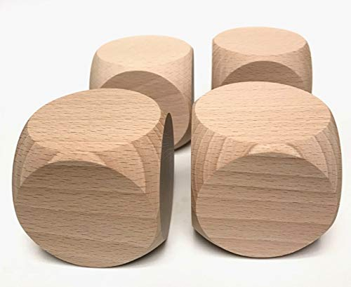 4er-Set Jumbo Blanko-Spielwürfel 60x60x60mm Natur