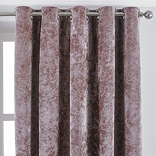 Paoletti Verona Ringtop Eyelet Curtains, Blush, 168 x 229cm
