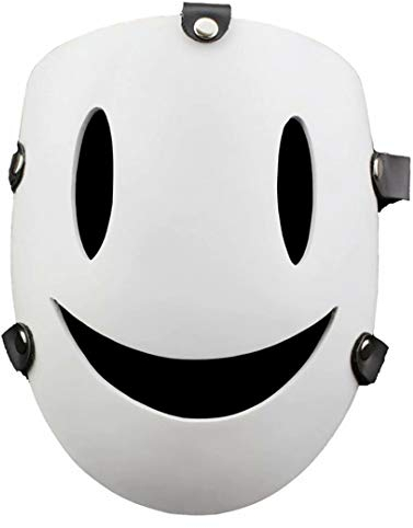 High-Rise Invasion Cosplay Maske Anime Scharfschütze Weiß Lächeln Maske High-Rise Invasion Cosplay Kostüm Harz Integral Helm Horror Kopfbedeckung, Halloween Cosplay Charakter Party Kostüm Requisiten