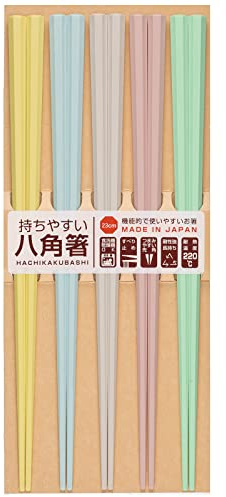 Sunlife Essstäbchen Achteckig PBT Essstäbchen Pastell, Made in Japan, Spülmaschinenfest, 9.1 Zoll (23cm), Set mit 5 Paar