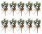 Wyi Tannenzweige, grüne Blätter, Tannennadeln, Beeren, Tannenzapfen, für Bastelarbeiten, immergrüne, Stechpalmen-Stiel, Weihnachtsdekoration (weiß), 10er-Pack, DB1561712HJX