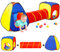 Sanobear Kinder-Spielzelt mit Bällebad + Spieltunnel + Tipi-Zelt, Pop-Up-Kleinkinder-Spielhaus für Jungen und Mädchen, faltbares Kinderspielzelt, Spielzeug, Indoor- und Outdoor-Spiele (buntes Fort)