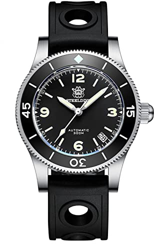 SteeldiveAU SD1952 Taucheruhr, Fifty Fathoms (Datum), NH35, AR Saphir, Lume, 300m Taucher, BNIB, Armband
