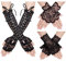 baotongle 3 Paar Spitze Fingerlose Handschuhe Set Damen Lang mit Senkel Opera Fest Party Ellenbogen Schnüren Steam Punk Handschuhe für Fasching Kostüm Hochzeit Maskerade Motto Party