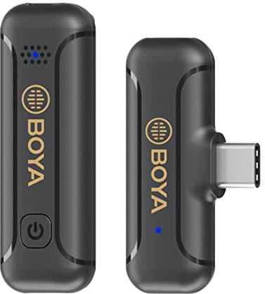 Boya BY-WM3T2 Mini Wireless Lavalier Mikrofon für Android, 2.4GHz Plug Play Ansteckmikrofon USB-C Kondensatormikrofon mit Kugelcharakteristik Videoaufnahme Tiktok Facebook YouTube Live Stream