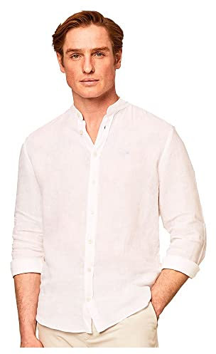 HACKETT LONDON Herren Garment Dyed Linen P Hemd, weiß, M