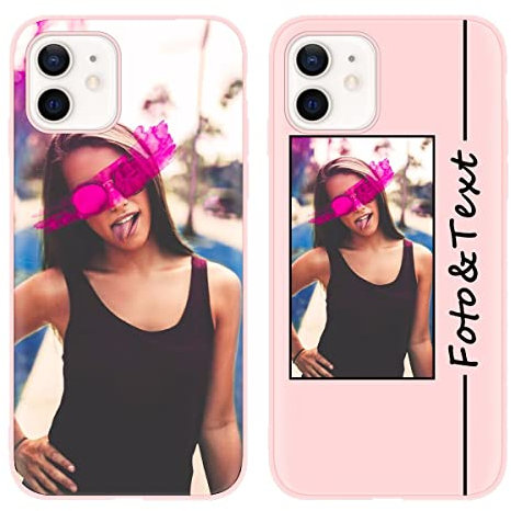 Yoedge Coque Personnalisée pour Apple iPhone 12/ iPhone 12 Pro 6,1, Personnalisable Housse Étuis avec Photo Image Texte Etui, Mince TPU Silicone Antichoc Protection Custom Cover pour iPhone12, Rose