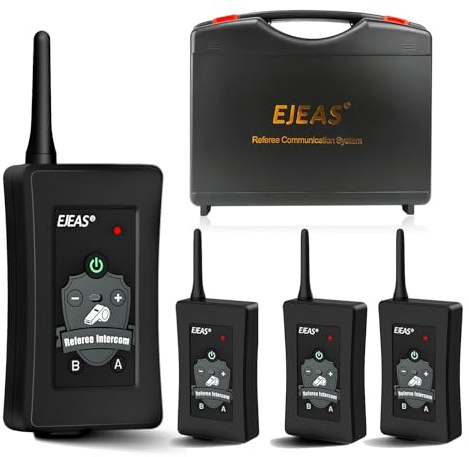 EJEAS FBIM Professionelle Bluetooth Headset für Schiedsrichter,4-Wege Kommunikationssystem mit Reichweite bis zu 1500m Drahtlose Sprechanlage mit Rauschunterdrückung (4 Stück)