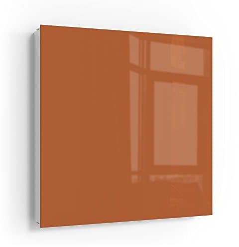 DEQORI Schlüsselkasten weiß | 30x30 cm | Unifarben - Terrakotta | Glas & Metall Schlüssel-Box | Schlüsselschrank mit 50 Haken + 2 Magnete | Moderne Design Box magnetisch & beschreibbar