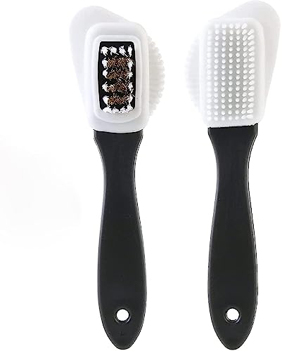 2 Pack Quality 4-Sided Suede Brush and Eraser for Shoes Multifunctional Nubuck Brush, Brass and Nylon Bristle Brush, Suede Leather Nubuck Shoe Boot Cleaning Brush