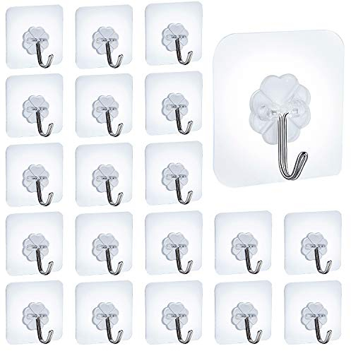 WDJLNZB Transparente Haken Selbstklebend Klebehaken Transparenter Haken Handtuchhaken Wandhaken für Küche Bad Wand & Decke Aufhänger, Haken zum Aufhängen von Handtuch, Schlüssel, Mantel (20pcs)
