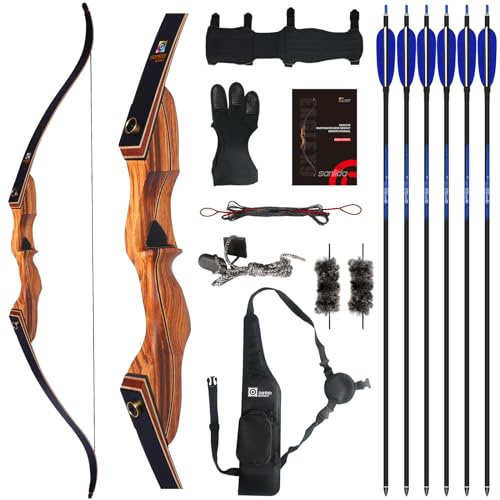 Sanlida Eagle X9 New 58” RTH Standard Hunting Recurve Bow and Arrow Set for Adults and Hunters, Wooden Takedown Recurve Bows Package for Outdoor, Hunting and Practice (40 Lbs, Right Hand)