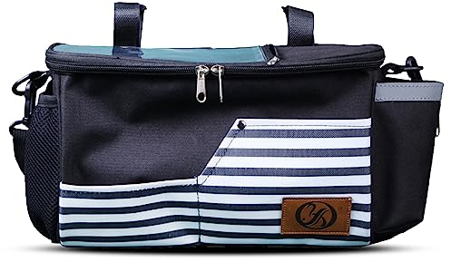 Jadin Kinderwagen Organizer, Wasserdichte Buggy Organizer mit Reißverschluss, Organizer Kinderwagen mit Getränkehalter bietet Platz für Babyflasche, Windeln, Taschentücher und Spielzeug
