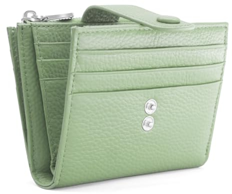 REETEE Klein Damen Geldbeutel Leder Portemonnaie RFID Schutz Geldbörse Damen, Portmonee Frauen mit 13 Kreditkartenetui für Damen und Herren, Kleine Brieftasche Damen mit Münzfach (grün)