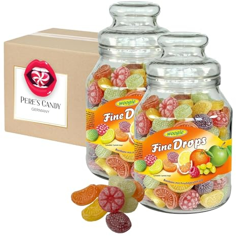 Pere's Candy Bundle für Hartkaramellen mit Fruchtgeschmack im wiederverwendbaren Glas 2 x 300g + Pere's Candy Notepad DIN A7-25 Blatt