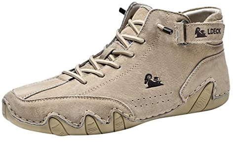 UnoSheng Outdoor Herren Hoch Herrenschuhe High Top Lace Up Hook Loop Sportschuhe Freizeitschuhe Herren Plus Size Ankle Boots Hamburg Herren Schuhe (Khaki, 43)
