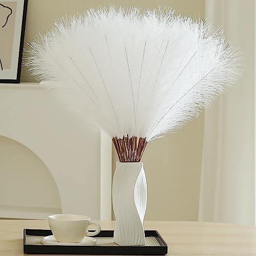 Wertuirk 60 Stück weißes Pampasgras – 61 cm künstliches Pampasgras Dekor, künstliches hohes Pompasgras für Hochzeitsblumenarrangement, Partydekorationen, Weihnachten und Heimdekoration (weiß)