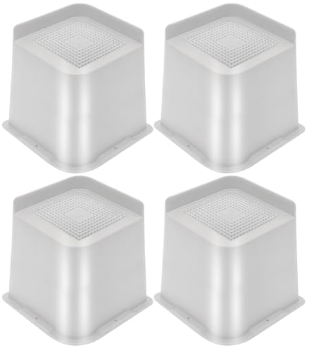 MYMULIKE Möbelerhöhung15,2 cm Heavy Duty Furniture Risers, Bis zu 2721,6 Kg L-förmiges Design Bett Lifts Blöcke für Couch Schreibtisch Sofa Tisch Bücherregal(Weiß, 15 cm-4 Stück)