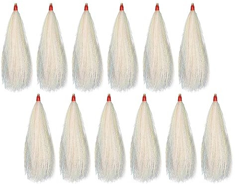 MagiDeal 12 Stück Angel-Bucktail-Teaser, Angelköder, tragbares, handgefertigtes Zubehör, Angelgerät, Salzwasserstecker für das Angeln im Freien, Weiss