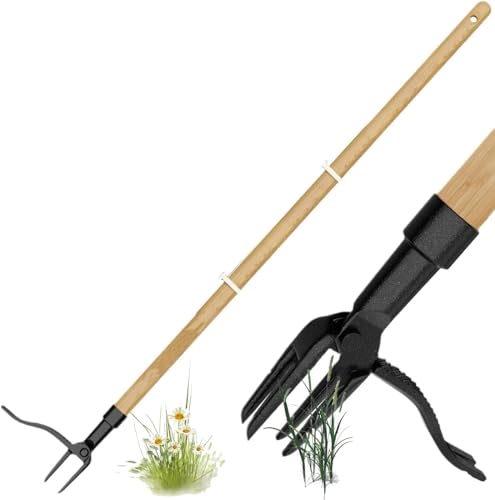 QYJLOFMVE Outil de désherbage Amovible avec Long Manche et Griffes en Acier Inoxydable, sans Flexion, arrache-Herbe Durable, Coupe-Herbe sur Pied et arracheur de Racines, désherbeur Manuel de Jardin.