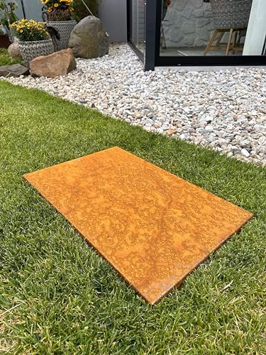 Trittplatte, Wegplatte Garten 40 x 60 cm Cortenstahl Gehwegplatte für Rasen