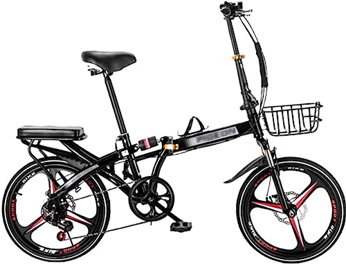 Faltrad für Erwachsene, 6-Gang-Klapprad, kompaktes City-Pendlerrad, vollgefederte Falträder, höhenverstellbar aus Kohlenstoffstahl, Faltrad für Erwachsene