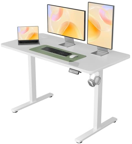 NearHub Elektrisch höhenverstellbarer Stehpult, 122 x 61 cm, Computertisch, ergonomischer Memory-Schreibtisch für Arbeit, Büro, Zuhause, Weiß