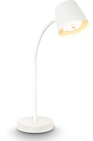 BRILONER - LED Tischlampe kabellos mit Touch, schwenkbar, drehbar, Akku & Lichtquelle tauschbar, Nachttischlampe, Leselampe, Schreibtischlampe, Tischleuchte, Akku Lampe, Home Office, 38,5cm, Weiß