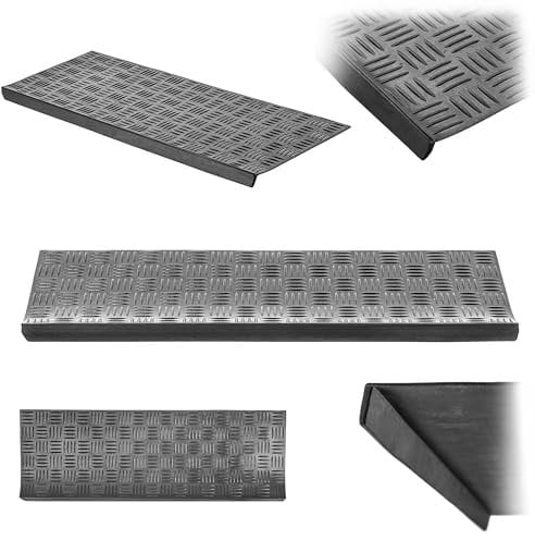 KADAX Tappetini antiscivolo in gomma per scale esterne, resistenti alle intemperie, colore nero, tappetini per esterni (modello 3, 25 x 75 cm)