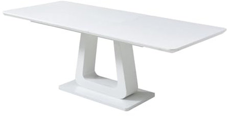 Vente-unique - Table à Manger Extensible 6 à 8 Personnes en MDF - Blanc laqué - LAZINEO