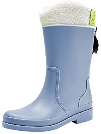 Scarpe da Pioggia alla da Donna Scarpe da Esterno Impermeabili Scarpe da Cucina in Gomma Fondo Morbido Stivali da Pioggia Invernali Confortevoli con Tubo Centrale Felpa Pelo Interno