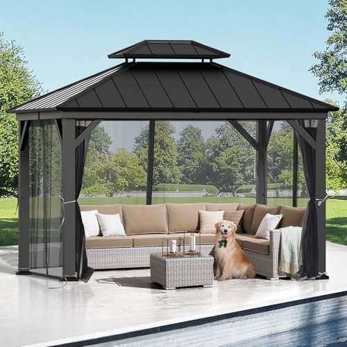 Covered Outdoor Pavillon-Moskitonetz, Ersatz, universal, 4 Paneele, Seitenwände, 3 x 30 cm, Outdoor-Pavillon, Moskitonetze mit Doppelreißverschluss, Ersatz für Terrasse, Garten, Grau (nur Moskitonetz)