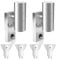 ALUSSO LIGHTING 2er Set Edelstahl LED Außenleuchte mit PIR Bewegungsmelder Up Down Außen Wandleuchte, Aussenlampe inkl. 4x 8W GU10 Glühbirnen 750LM 3000K/4000K/6000K, Wandlampe IP65 für Garten, Silber