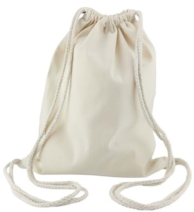 IDEA HOME Baumwollbeutel, Turnbeutel 1 Stück 36x44 cm 250g/m2 Sportbeutel mit Kordel, Rucksack, Beutel, Jutebeutel Gym Bag, blanko zum bemalen für Sport & Reise, Natur