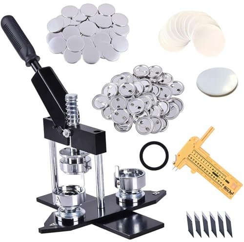 32mm Button Maker Machine, Pin Badge Maker, DIY Round Badge Punch Press Maker, with 500pcs Free Button Parts, Plastic Circle Cutter, for Badge Making