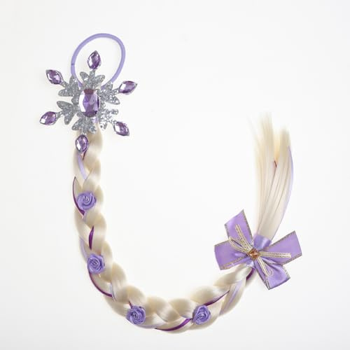 Szphoxer Rapunzel Haarverlängerung, langes Flechthaar mit Haargummi, Rapunzel, Eisprinzessin, Kostüm, Haar für Mädchen, Zubehör, Cosplay, tägliche Haarteile