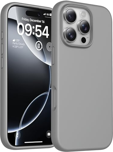 TOCOL Silicone for iPhone 16 Pro Max Case, Liquid Silicone Slim Silky-Soft Touch, Multi-Color Anti-Scratch Shockproof for iPhone 16 Pro Max, Titan Gray