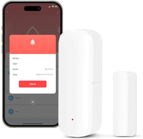 Acmerota sensore per porte e finestre,Mini sensore di contatto wireless WiFi Connect, senza necessità di hub, per la domotica intelligente compatibile con Alexa e Google Home