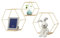 NoneDanGee 3er Set Hexagon Wandregal, Wandregal Metall Hängeregal, Schweberegale, Sechseck Regale, Bücherregal Wand, 3 Größen Deko Hängeregal für Schlafzimmer, Wohnzimmer, Büro (Gold)