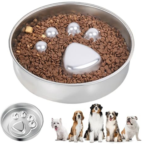 Bol pour Chien Anti-Glouton,Gamelle pour Chiens Qui Mangent Trop Vite | INOX Antidérapant avec Interactive Prévenant L'Étouffement pour Éducation des Chiots
