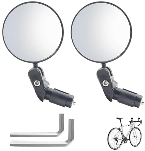 2PCS Fahrradspiegel für E-bike, HD Glas Konvexe Linse Fahrrad Rückspiegel 360°Drehbar Konvexspiegel Klappbare Rückspiegel für Lenker 18-22mm Fahrradspiegel Lenker Lenkerspiegel für Mountainbike E-Bike